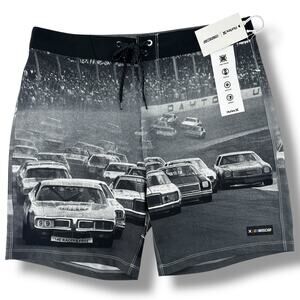 Hurley Nascar Phantom Eco Daytona Finishline 18" Swim Trunks Boardshorts Sz 38